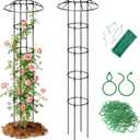 Garden Trellis for Climbing Plants Outdoor - Unique Mushroom Top Round Trellis for Indoor Potted Plant - 64" Tall Rustproof PE Coated Metal Pipe Obelisk Support Ivy Vine Rose Grape Vegetable