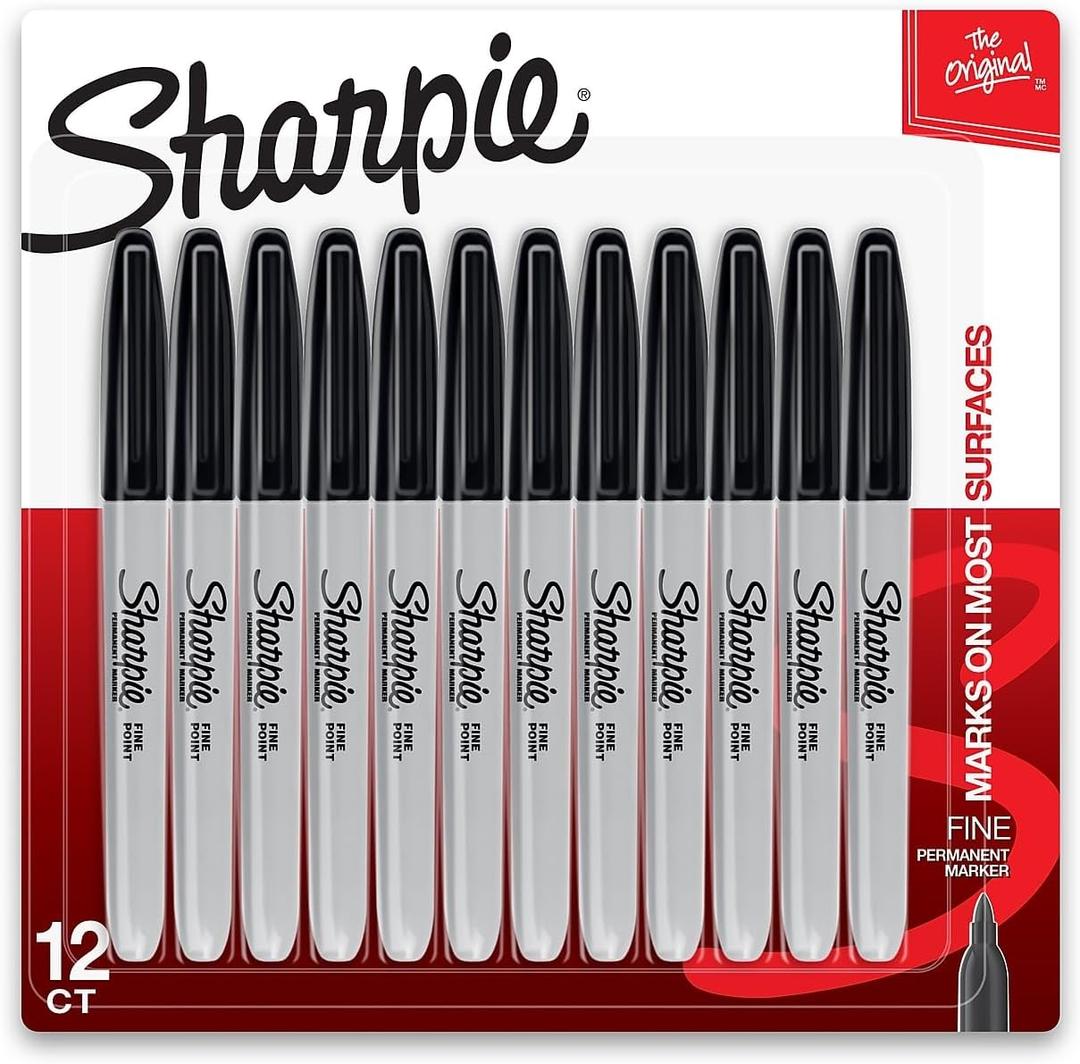 Sharpie Permanent Markers Fine Point Black 12 Count Proudly Permanent Ink Intensely Brilliant Colors
