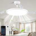 Bella Depot 42 Inch Retractable Ceiling Fan with Lights, Modern Dimmable Fandelier, Reversible DC Motor, 3CCT Full Spectrum LED, Remote & APP Control, White