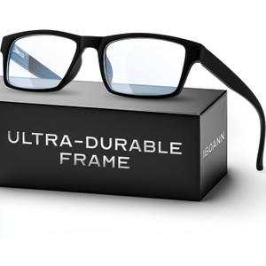 IBOANN Reading Glasses for Men Readers Mens Stylish Blue Light Blocking Computer Eyeglasses (Black)