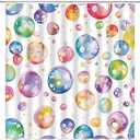 Polka Dot Shower Curtain Colorful Watercolor Abstract Cute Bubble Dot Modern Kids Fabric Bathroom Decor Set with Hooks (70" W x 70" H)
