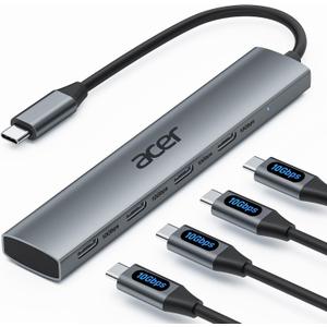 Acer USB C Hub, 10Gbps Type C Splitter with 4 USBC 3.2 Port, High Speed Type C Multiport Adapter for MacBook Air/Pro, iPhone 16/15, iPad, Surface Pro, Chromebook, Dell XPS and More