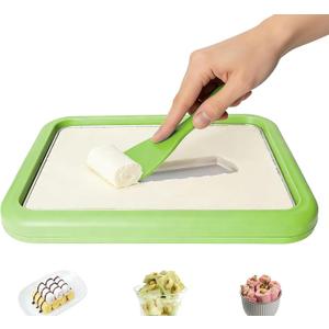 Professional Rolled Ice Cream Maker Kit with 2 Scrapers & Freezable Plate  Easy DIY Homemade Ice Cream Rolls, Frozen Yogurt, Gelato, Sorbet for Kids & Family Fun (Green)