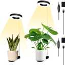 Desk Grow Light for Indoor Plants, Height Adjustable 96 LEDs Full Spectrum Plant Light with Auto On/Off Timer (4/8/12H), 3 Lighting, 10- Dimmable for Succulents, Small Plants (Black, 2 Pack)