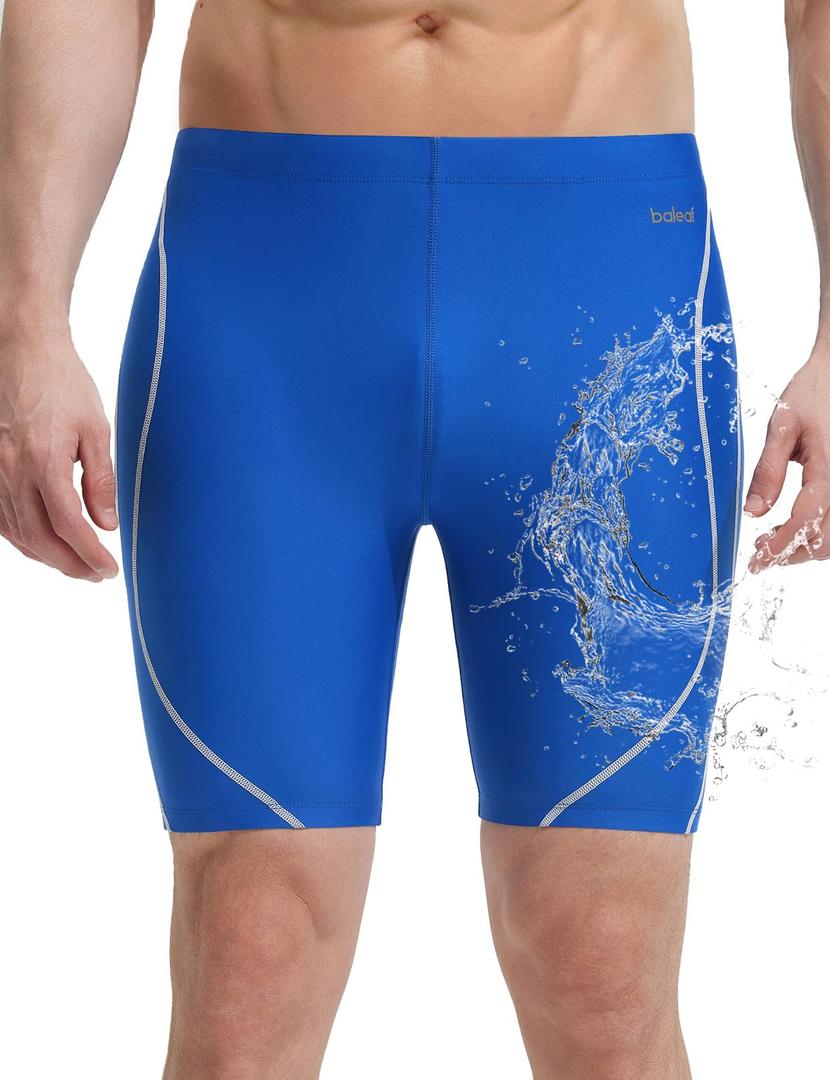 baleaf Men's 7.5" Swim Trunks Athletic Competition Swimsuit Royal Blue M (Blue, M)