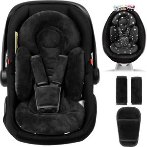 TinlyFinly Newborn Car Seat Insert, Head and Body Support, Reversible Infant Insert Compatible with Baby Carseat, Stroller, Mamaroo Swing, Rocker, Bouncer. Baby Car Seat Cushion - Black MFD 2026/04