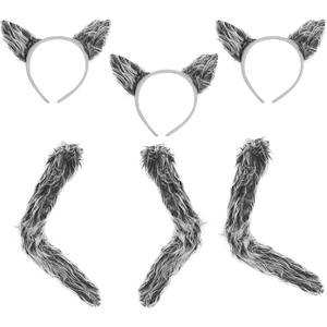 Funny Party Hats Wolf Costume Accessories - Halloween Costume Ears - Wolf Ears & Tail Set (Gray)