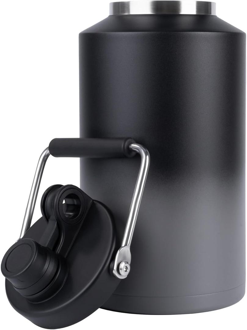 Kerilyn Insulated Gallon Jug with Handle, One Gallon, 128oz Stainless Steel, Large Double Vacuum Water Bottle for Hot & Cold Drinks, Wide Mouth, Sweat Proof, Great for Travel, Camping, Grey Gradient