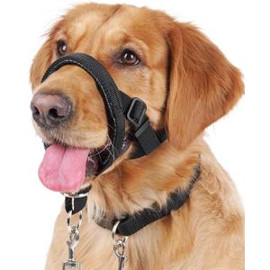 BARKLESS Dog Training Head Collar for Pulling, No Pull Head Halter with Adjustable Safety Strap, Anti-Pull Soft Padded Muzzle Leash for Walking Training Leash Reactive Medium Dogs (Black)