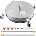 JANZ 18" Pressure Washer Surface Cleaner with 4 Wheels,1/4" Quick Plug,Stainless Steel Housing,2 Extension Wand Attachments, 3 Spray Nozzles and 2 Replacement Nozzles, 4000 PSI