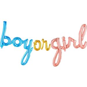 KatchOn, Boy or Girl Script Balloon - 36 Inch | Boy or Girl Balloon Banner For Birthday, Gender Reveal Decorations | Baby Gender Reveal Balloons | Gender Reveal Balloon Banner | Baby Shower Decoration