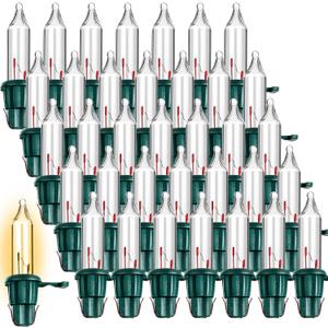 Mudder 120 Count Christmas Replacement Mini Light Bulbs with Green Base Christmas Tree Incandescent Wire String Lights Replacement Bulbs for Xmas Indoor Outdoor Decoration(Warm White,12v X 0.08a)