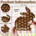 Bokon 100 Pcs Easter Paper Plates Disposable Bunny Shaped Plates Brown Rabbit Easter Party Tableware for Spring Holiday Dining Kitchen Party Supplies