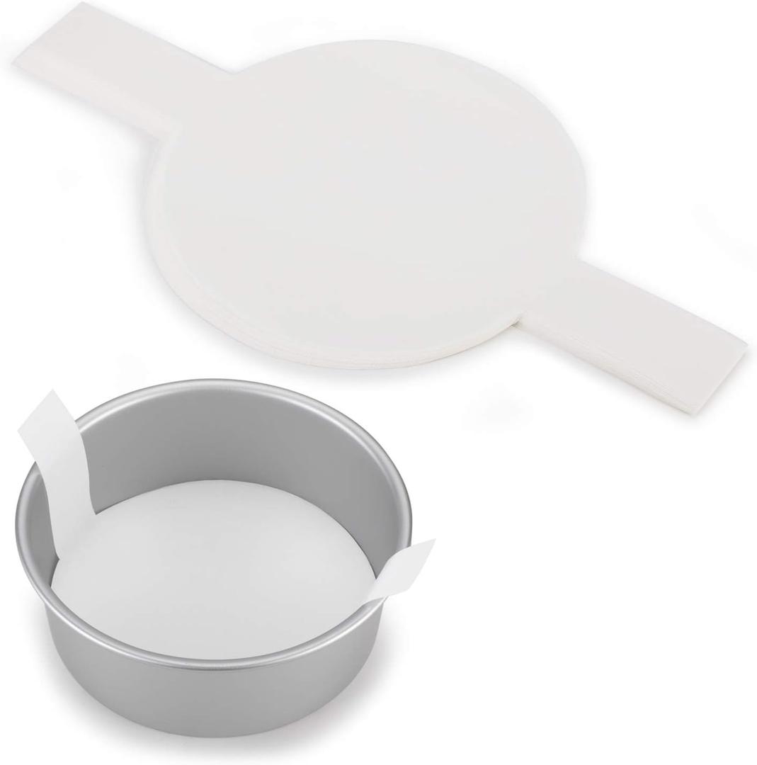 8 Inch Parchment Paper Rounds, Set of 100, Non Stick Baking Parchment Circles, Cake Parchment Rounds with Lift Tabs for Baking