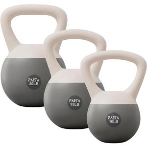 PAETA Soft Kettlebell for Home Gym – Anti-Slip Grip & Wide Handle Design, Soft-Sided Cushioned Base Kettlebell, Soft Kettlebell set for Strength Training - Ideal for Men, Women, 45lbs White