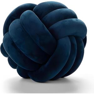 Knot Pillow Ball Round Cushion Pillows, Children Room Decoration Plush Toys Calming Stress Relief Toy (Dark Blue,11in/28cm)
