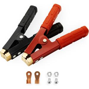 2PCS Battery Jumper Cable Clamps, Govel Heavy Duty Pure Copper Alligator Clips Jumper Cables Boost Clamp, Car Battery Charger Clamps, Suitable for Car Auto Vehicle Boat (Red & Black)