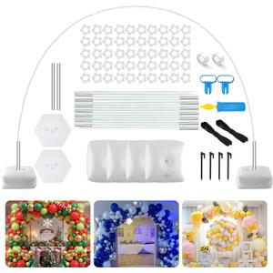 Paready White Balloon Arch Stand Kit, Adjustable Balloon Stand Arch for Floor Garden Arbors, Balloons Arch Kit with Base Support Stands for Birthday Wedding Graduation Baby Shower Photo Backdrop