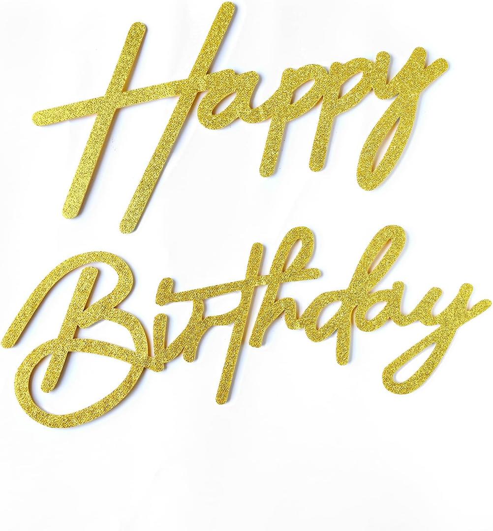 Glitter Gold Happy Birthday Sign for Arch Backdrop - Felt Happy Birthday Letters Signs for Balloon Arch Wall Decorations Large Happy Birthday Remove Logo for Baby Girl Women Party Decor