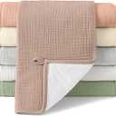 Bearmoss Muslin Burp Cloths, 100% Cotton Baby Burping Clothes, Large Extra Soft Absorbent for Unisex Newborn Boy and Girl, 20x10in, 6 Pack (Multicolor)