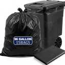 AmazingSpark 95-96 Gallon Extra Large Trash Bags, 15 Count Heavy Duty Garbage Can Liners, 61" x 68" Tear-resistant Trash Bags for Large Rollaway Bins, Outdoor Yard Waste, Black
