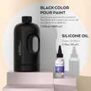 Nicpro Jet Black Color Acrylic Pour Paint, 33.8 Ounce Pre-Mixed Pouring Paint Supplies with Silicone Pour Oil & Gloves for Canvas, Rock, Wood Cell Creation Flow DIY Art Painting, Ready to Pour