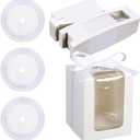 Teling 50 Set 9 oz Stemless Wine Glass Gift Box Glassware Paper Packing Boxes with Clear Window for Wedding Bridal Shower Baby Shower Birthday Parties Favors(White)