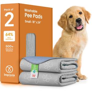 IMPROVIA Reusable Puppy Pad  Waterproof, Extra-Absorbent, Washable Pee Pad for Dog Training, Whelping, & More  Protect Your Floors & Pet with Quick-Drying Potty Pad (Small - 18"x24")