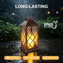 Solar Lanterns Outdoor Waterproof - 2 Pack 14" Large Hanging Solar Lantern with Glass Flickering Flame, IP65 Weatherproof Decorative Lanterns for Garden, Patio, Yard, Porch, Balcony, Gifts Mom Wife