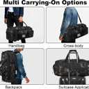 LHI 50L Tactical Duffle Bag for Men, 3-in-1 Gym Duffle and Backpack, Shoe Compartment, Laptop Sleeve and MOLLE, Carry-On Travel Weekender and Overnight Bag – Black CP Camo, 25.6"L × 11"W × 10.7"H