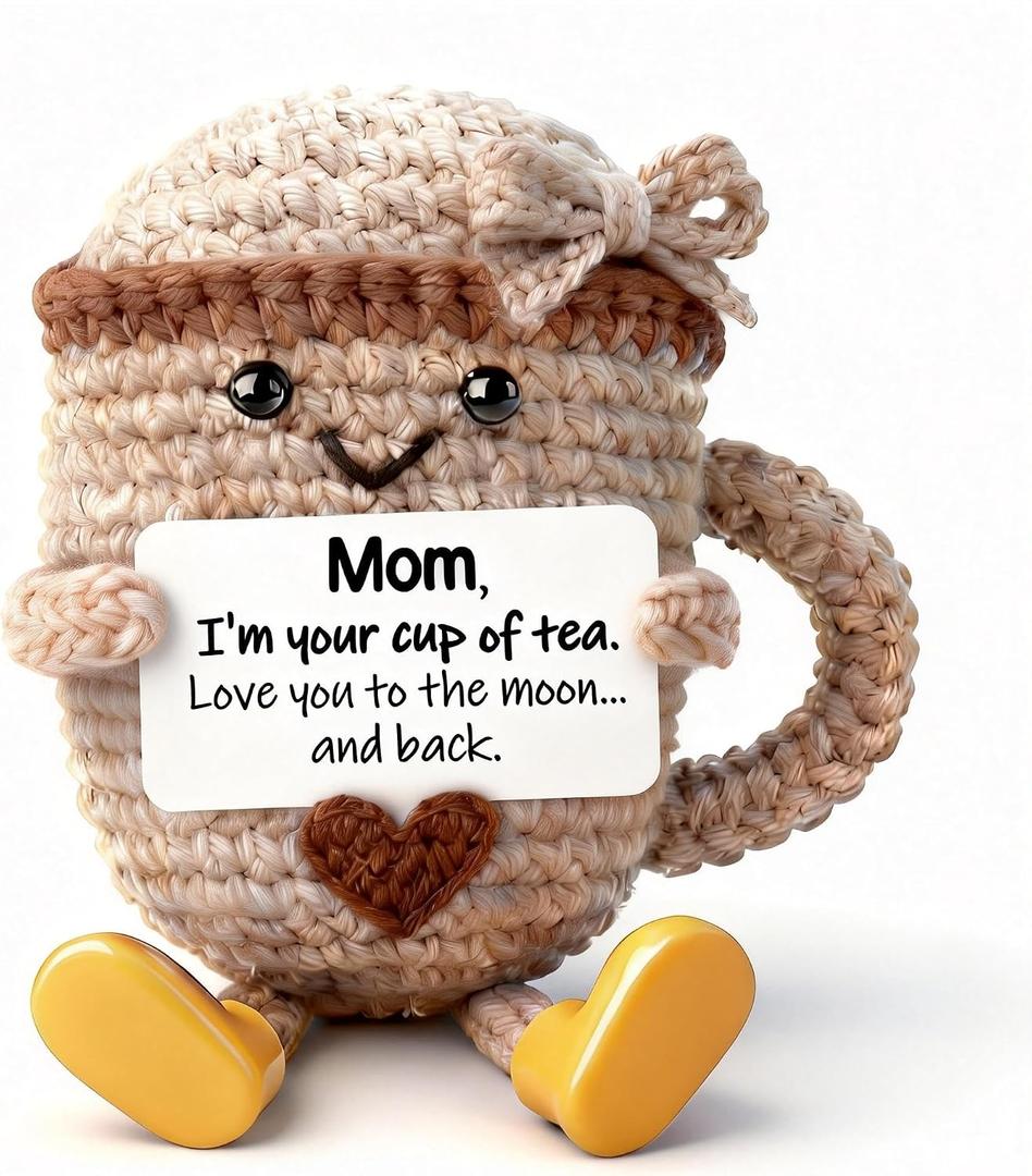 Birthday Mothers Day Gift for Mom Wife Grandma,Crochet Tea Cup, Small