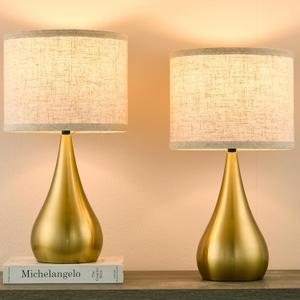 18.1'' Small Modern Touch Lamps for Nightstand Set of 2 with 3 Way Dimmable, Table Lamps for Living Room, Office, Bedside Lamps with Heavy Iron Base, Touch Switch, Bulb Included, Gold