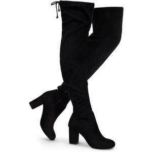 Vepose Women's Over The Knee High Boots Suede Thigh High Boot 3 Inch Chunky Heels Zipper Adjustable Opening Shoes (6.5)