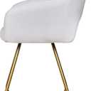 VECELO Velvet Accent Chair, Luxury Vanity & Dining Chair with Gold Cross Base, Upholstered Armchair for Living Room, Bedroom, Home Office, Pearl White