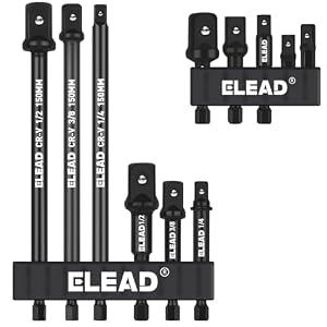 11-Piece Impact Socket Adapter Set, 1/4-Inch Hex Shank, 1/4" 3/8" 1/2" Impact Socket Driver Set, Drill Sockets Extension Bit, Sockets Driver Adapter, Drill Extension with Holder