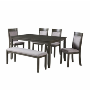 HD Design Palmer Upholstered Dining Set Table: 30"H x 36W x 60"D - Chairs: 37.2"H x 16.9"W x 20.7"D - Bench: 19"H x 48"W x 14.3"D Black