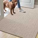 LUMI Ultra Thin Indoor Door Mat for Entrance 36"x56", Non Slip Entryway Mat, Low Profile Doormat, Unique Herringbone Design Carpet for Inside, Patio, Porch, Beige