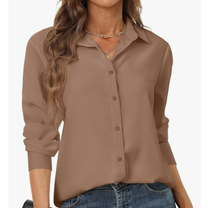 hearain Women's Button Down Shirts Long Sleeve Basic Classic Soft Shirt Collared Fashion Dressy Casual Blouses, S