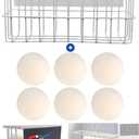 Magnetic Dryer Ball Holder Plus 6 XL Wool Dryer Balls from New Zealand Wool- Laundry Dryer Balls Storage Containers: Easy Install Without Tools, Magnetic Basket for Dryer Balls
