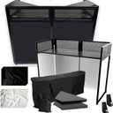 2025 Upgraded Portable DJ Booth Table with Wheels, 43" x 25" Tabletop for DJ Controller, Mixer & Laptop, Foldable DJ Facade for Events & Parties  Includes Carry Bag & Two Metal Corner Tables