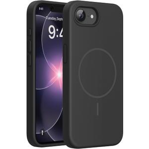 Miracase Magnetic for iPhone 17e Case & iPhone 16e Case, [Soft Anti-Scratch Microfiber Lining], Compatible with MagSafe, Silicone Shockproof Protection Phone Case for iPhone 17 e/16 e, Black