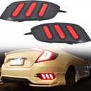 labwork Red Rear Bumper Brake Light Bumper Reflector Lamps Replacement for Civic 2016-2020 Function as Tail Brake and Rear Fog Lights