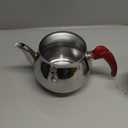 Hakan Teapot Set 93 Oz with Self Strainer Double Lids, Stainless Steel Midi Double Bondy Tea Pot Set 2.8 L, 2.9-Quart, Turkish Samovar Style, Tea Kettle for Loose Leaf Tea with Red Bakelite Handle