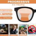 ZXYOO 3 Pack Near-range Workspace Progressive Reading Glasses for Women Men Square Blue Light Blocking Readers+2.00