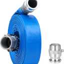 1-1/2" x 100ft PVC Lay Flat Discharge Hose With Aluminum Camlock C & E Fittings, Cam Lock Fitting Type F included, Heavy Duty Reinforced Pump Backwash Hose Assembly