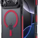 Compatible with iPhone 17 Pro Bumper case Fits MagSafe 10FT Drop Resistant Matte Skin Feeling Shockproof Back Cover Fits iPhone 17 Pro Phone Cases 6.3",Matte Red Bumper