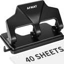 AFMAT 3 Hole Punch Heavy Duty, 40-Sheet Three Hole Punch, 50% Reduced Effort, 3 Hole Puncher for Binder w/Large Chip Tray, 9/32" Holes Diameter, Metal Paper Puncher for Home/Office/School, HP14