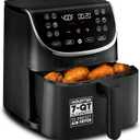 Gourmia Air Fryer - 7 Qt Large Capacity with LED Display, 12 One-Touch Presets, FryForce 360 Technology, Nonstick Dishwasher-Safe Basket & Crisper Tray, Black