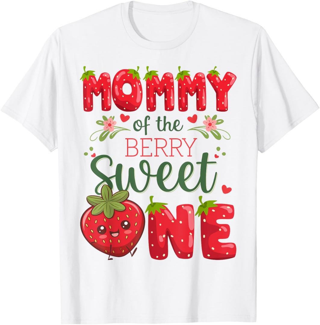 Mommy Of The Berry Sweet One 1St Birthday Strawberry T-Shirt (Small)
