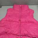 Cityork Women's Winter Crop Vest Puffer Lightweight Stand Collar Padded Vest Zip Up Sleeveless Jacket Rose Red L